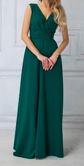Аренда красивого зеленого платья без рукавов